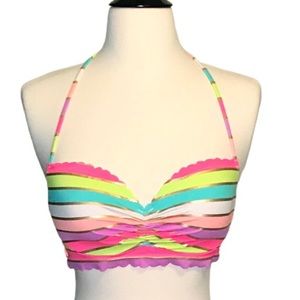 Victoria’s Secret Neon Foil Striped Bikini Top